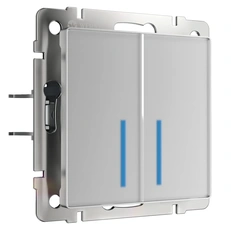 Изображение Сенсорный выключатель двухклавишный с подсветкой 1000 Вт (серебряный) W4520006