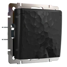 Изображение Розетка влагозащищенный с заземлением с крышкой и шторками Hammer (черный) W1271208